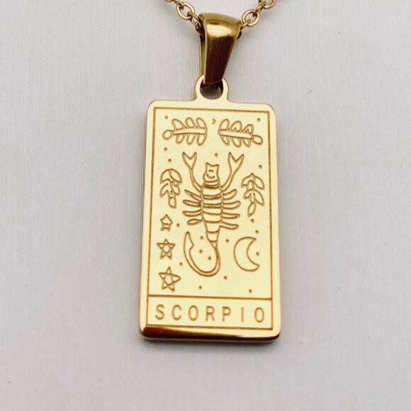 SCORPIO Gold Tone Stainless Steel Constellation Pendant Necklace - Picture 3 of 7